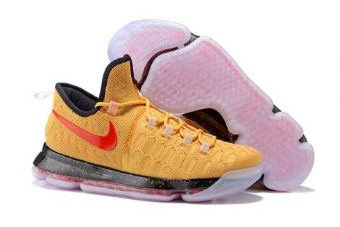 Nike KD 9 Kevin Durant Мужские баскетбольные кроссовки 2016 Новые золотые желтые красные черные 843392