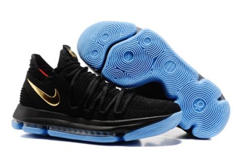 StclaircomoShops - Nike Zoom KD X 10 Shoes Black Blue Gold New - these classic skate shoes