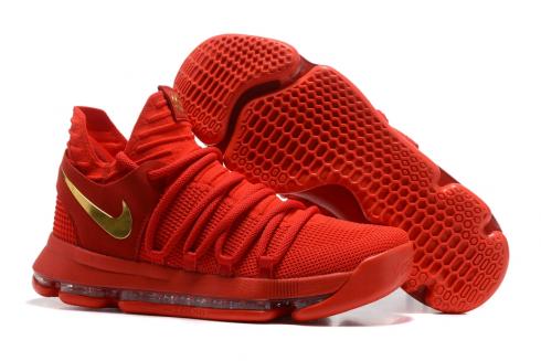 Nike Zoom KD X 10 รองเท้าบาสเก็ตบอลผู้ชาย Chinese Red Gold