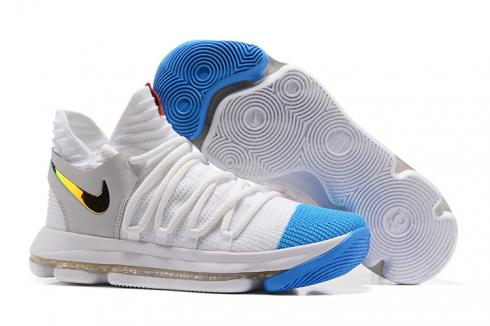 Nike Zoom KD X 10 Heren Basketbalschoenen Wit Blauw