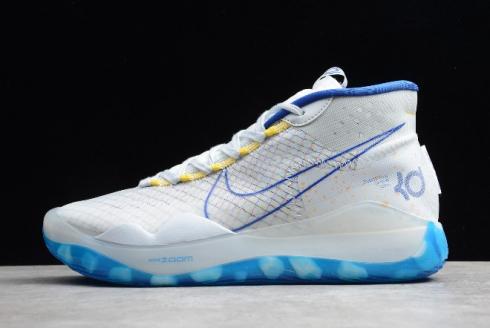 Nike Zoom KD 12 EP Warriors White Gold Blue AR4230 100 2019 года