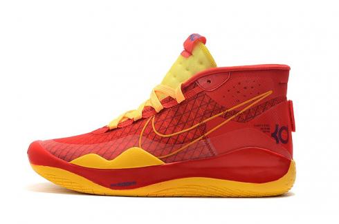 Nike Zoom KD 12 EP Spor Salonu Kırmızı Sarı Kevin Durant Basketbol Ayakkabıları AR4230-605 .