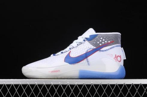 Nike Zoom KD 12 EP Kevin Durant Λευκά Μπλε Κόκκινα Παπούτσια AR4230-104