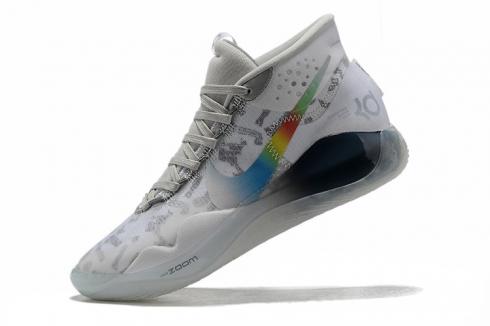 Nike Zoom KD 12 EP Playoffs Blanc Noir Rainbow Swoosh Chaussures de basket-ball AR4229-991