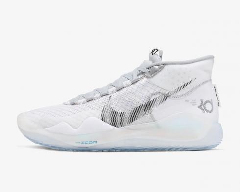 Buty do koszykówki Nike Zoom KD 12 Białe Czarno-Wilcze Szare CK1195-101