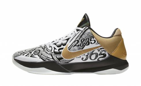 Nike Zoom Kobe 5 Protro Big Stage White Metallic Gold Black CT8014-100 2020 года