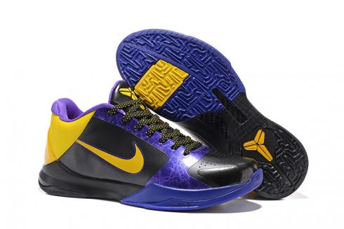 Nike Zoom Kobe V 5 Low Kolorowe Czarne Fioletowe Żółte Męskie Buty Do Koszykówki 386429-071