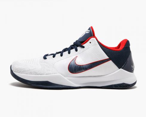 Nike Zoom Kobe V 5 ארה"ב מדליית זהב אולימפית לבן אדום כחול 386429-103