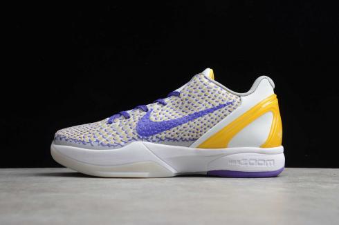 2020 Nike Kobe 6 VI White Purple Yellow Basketball Shoes CW2190-105