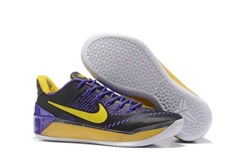 Nike Zoom Kobe 12 AD EP รองเท้าผู้ชายสีดำสีม่วงสีเหลือง