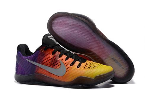 Nike Kobe XI Elite Low 11 Mænd Basketball Sneakers Sko Lilla Gul Orange Multi Color Limited 824463