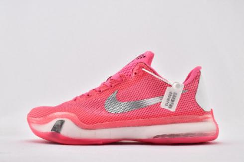 Nike Kobe 10 Think Pink Sølv Hvid Basketballsko til mænd 745334-116