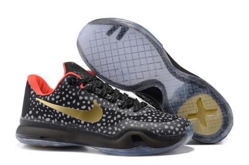 Nike Kobe 10 X EP Low Black Mamba Gold Hombres Zapatos de baloncesto 745334