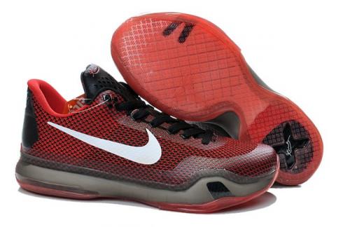 Nike Kobe 10 X EP Low Negro Rojo Blanco Hombres Zapatos De Baloncesto 745334
