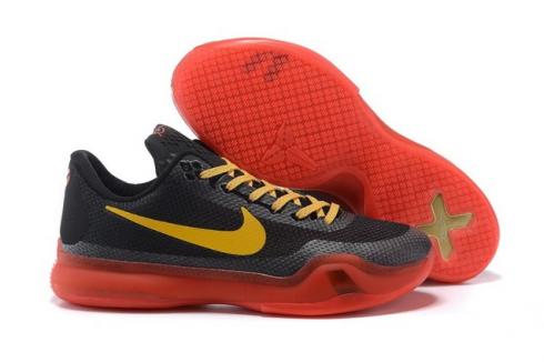 Nike Kobe 10 X EP Low Schwarz Gelb Rot Herren Basketballschuhe 745334