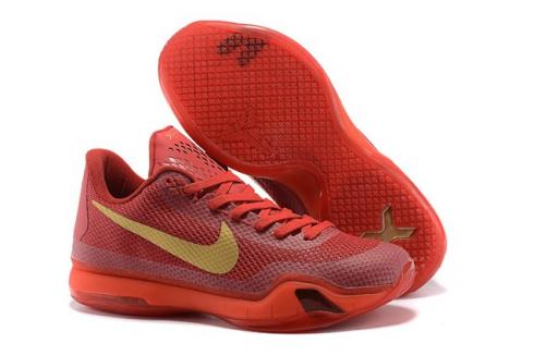 Nike Kobe 10 X EP Low Red Gold Men รองเท้าบาสเก็ตบอล 745334