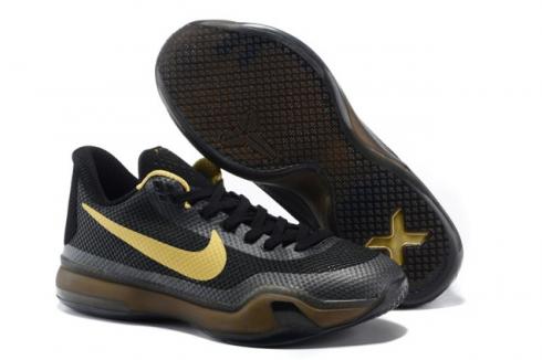 Nike Zoom Kobe X 10 Low EM Chaussures de basket-ball pour hommes Noir Or 745334