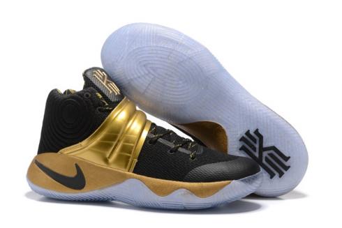 Nike Kyrie 2 Edisi Terbatas Hitam 24 karat Nada Emas Buatan Tangan Sepatu Drew League 843253-995