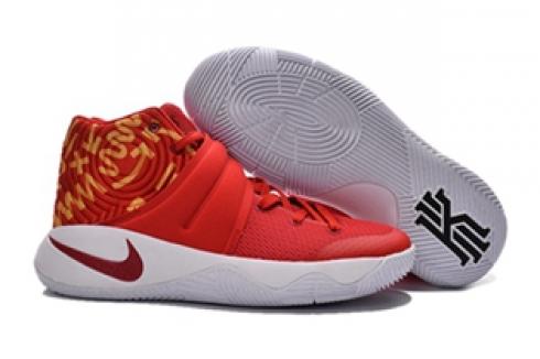 Nike Kyrie II 2 Pure Rouge Jaune Blanc Hommes Chaussures Basket-ball Baskets 819583