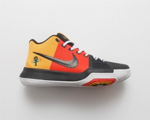 Nike Kyrie 3 EP Hitam Merah Kuning Sepatu Basket Pria Sepatu Olahraga 852396-803