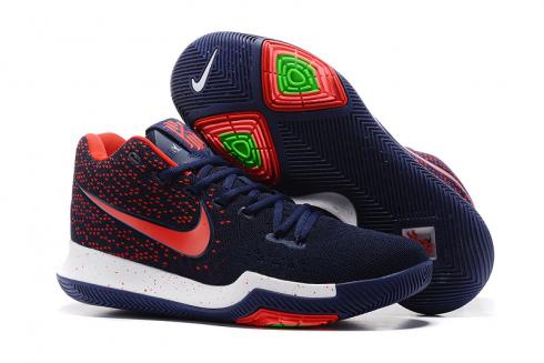 Nike Zoom Kyrie III 3 Flyknit diepblauw rood heren basketbalschoenen