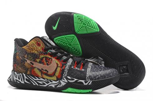 Nike Zoom Kyrie III 3 Men Basketball Shoes Black Silver Gold Light Yellow