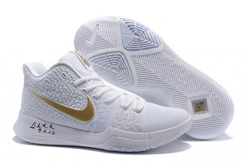 Nike Zoom Kyrie III 3 Men Basketball Shoes White All Gold