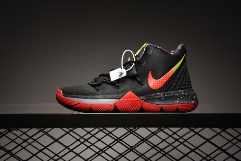 Autentiske Nike Kyrie 5 Sort Rød Basketball Sko Sneakers AO2918-108