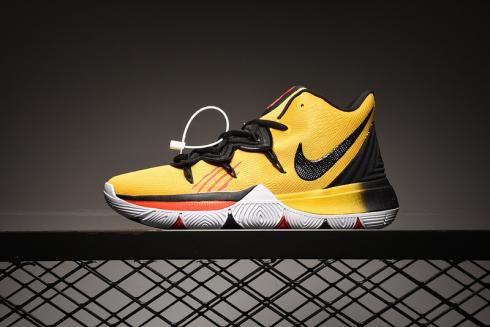 Nike Kyrie 5 White Yellow Black Basketball Shoes Кроссовки AO2918-991
