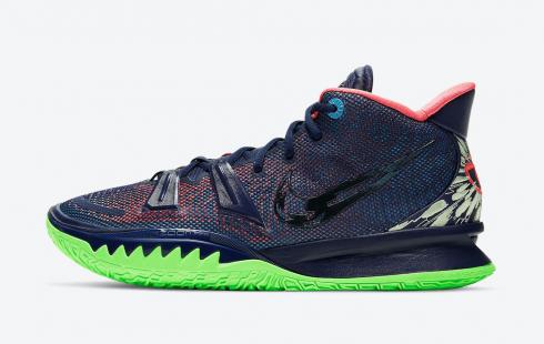 Nike Zoom Kyrie 7 Chaussures de basket-ball bleu marine vert bleu rouge CQ9327-401