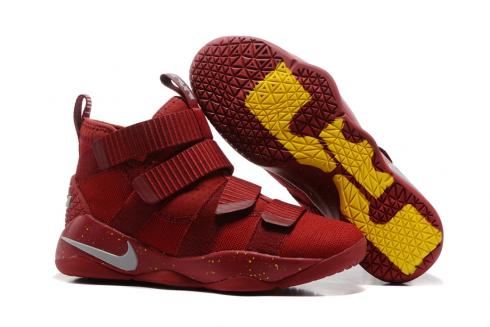 Nike Zoom LeBron Soldier XI 11 Men Basketball Shoes Chinese Red Yellow Silver 897645