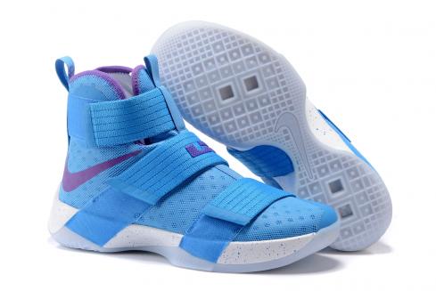 Nike Lebron Soldier 10 EP X Men รองเท้าบาสเก็ตบอลสีขาวสีน้ำเงินผู้ชาย 844374-410