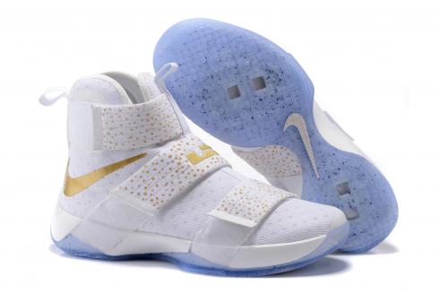 Nike Lebron Soldier 10 EP X Men White Gold Medal Basketball Shoes Men 883333-174