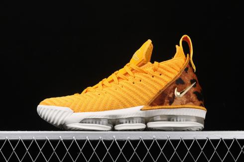 Nike LeBron 16 XVI EP White Yellow Basketball Shoes AO2595-010