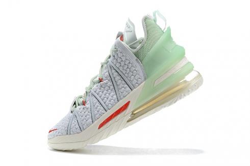 новейшие баскетбольные кроссовки Nike Zoom Lebron 18 XVIII White Mint Red King James AQ9999-103