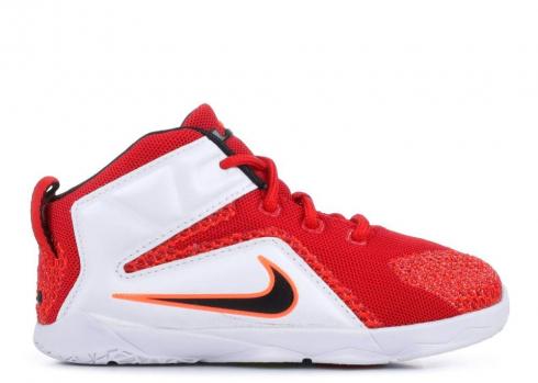 Nike Lebron 12 Td Hyper University Sort Crimson Hvid Rød 685185-602