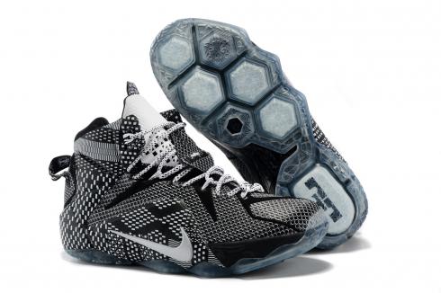 Nike Zoom Lebron XII 12 Chaussures de basket-ball pour hommes Gris blanc noir 718825-001