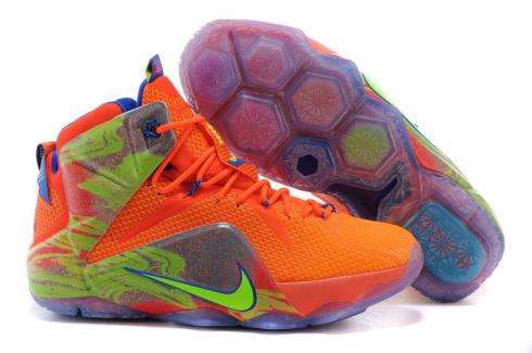 Sepatu Basket Pria Nike Zoom Lebron XII 12 Oranye Hijau