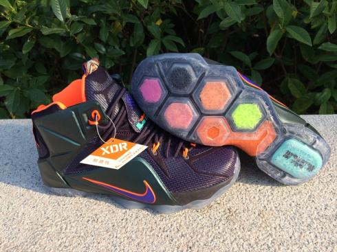 Nike Zoom Lebron XII 12 Chaussures de basket-ball Homme Violet Noir Orange