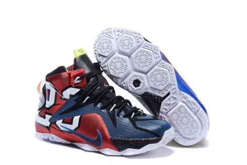 Nike Zoom Lebron XII 12 รองเท้าบาสเก็ตบอลผู้ชายสีแดง Royal Blue White 802193-909