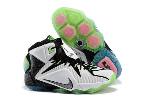 Nike Zoom Lebron XII 12 Chaussures de basket Homme Blanc Noir Vert