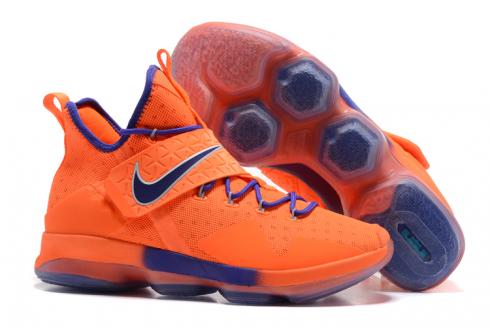 Nike Zoom LeBron XIV 14 รองเท้าบาสเก็ตบอลผู้ชายสีส้มสีน้ำเงิน 852405-840