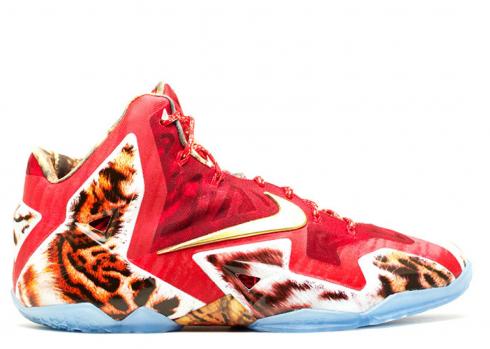 Lebron 11 Premium 2k14 Ice Challenge Gold Red Metallic 650884-674