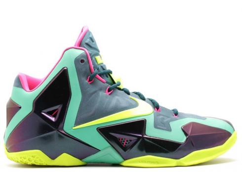 Nike Lebron 11 T-rex Gmm Dark Volt Teal Mineral Sea Green 409223-144