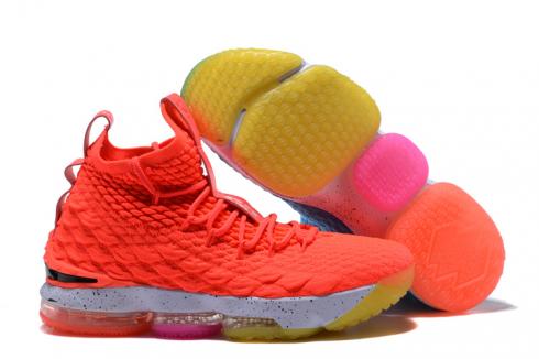 Nike Zoom Lebron XV 15 Men Basketball Shoes Bright Orange Yellow Blue