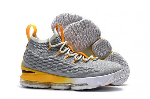 Nike Zoom Lebron XV 15 Heren Basketbalschoenen Lichtgrijs Geel