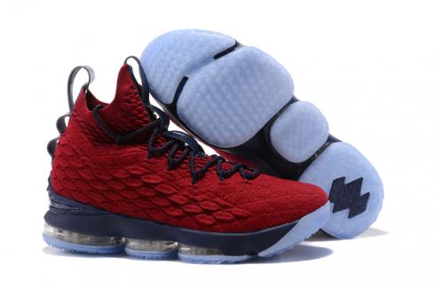 Nike Zoom Lebron XV 15 รองเท้าบาสเก็ตบอลผู้ชายไวน์แดงน้ำเงิน