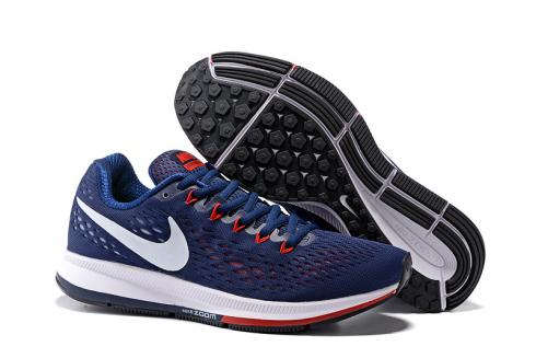 Nike Air Zoom Pegasus 34 EM รองเท้าวิ่งผู้ชายรองเท้าผ้าใบ Trainers Navy Blue Red 831350-006