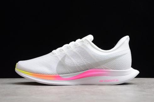 2019 ผู้หญิง Nike Air Zoom Pegasus 35 Turbo สีขาว Pure Platinum Hyper Pink Volt CI7696 100