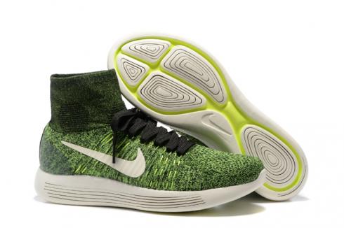 Nike LunarEpic Flyknit รองเท้าวิ่งรองเท้าผ้าใบสีเขียวสีขาวสีดำ 818676-002